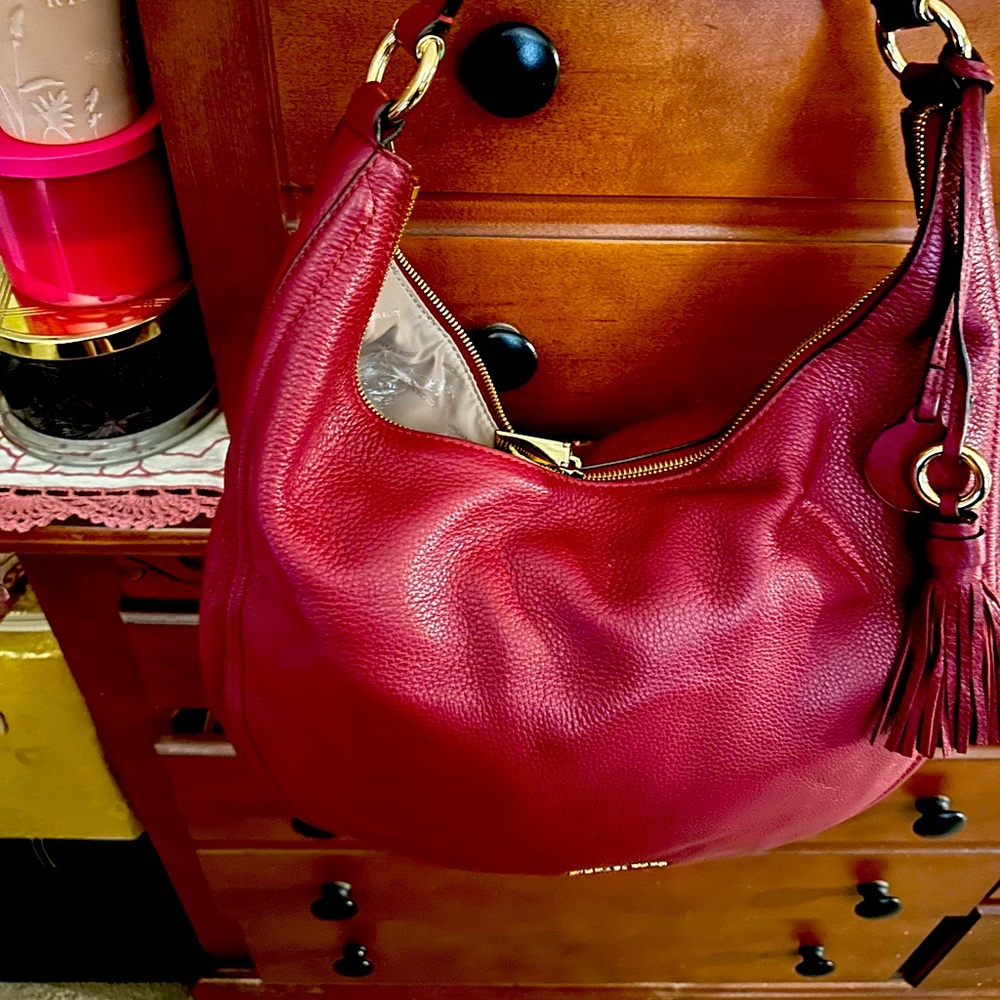 Michael Kors Burgundy Leather shoulder Bag